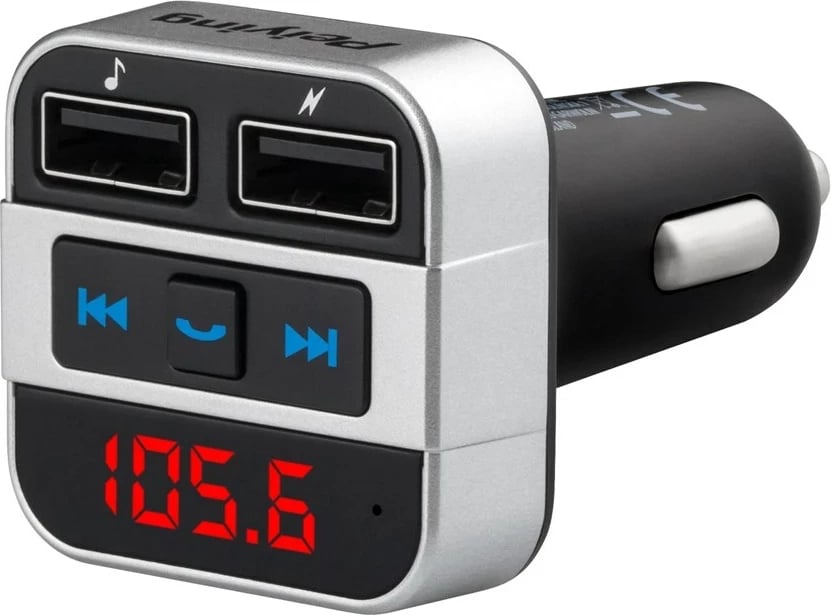 Transmetues FM për veturë Peiying 9878 me Bluetooth dhe 2x USB, zi/argjendtë