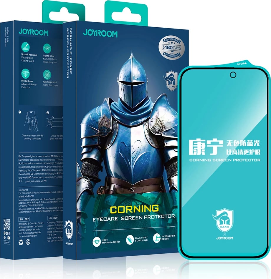 Xham i temperuar Joyroom JR-MKN0311 për iPhone 15/16, Corning Eyecare, Transparent