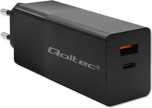Karikues mur Qoltec GaN Power Pro 52382, 100W, 1x USB-C, 1x USB-A, i zi
