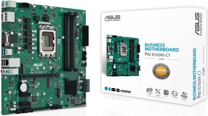 Pllakë amë ASUS PRO B760M-CT-CSM, micro ATX, Socket LGA 1700, Gjelbër