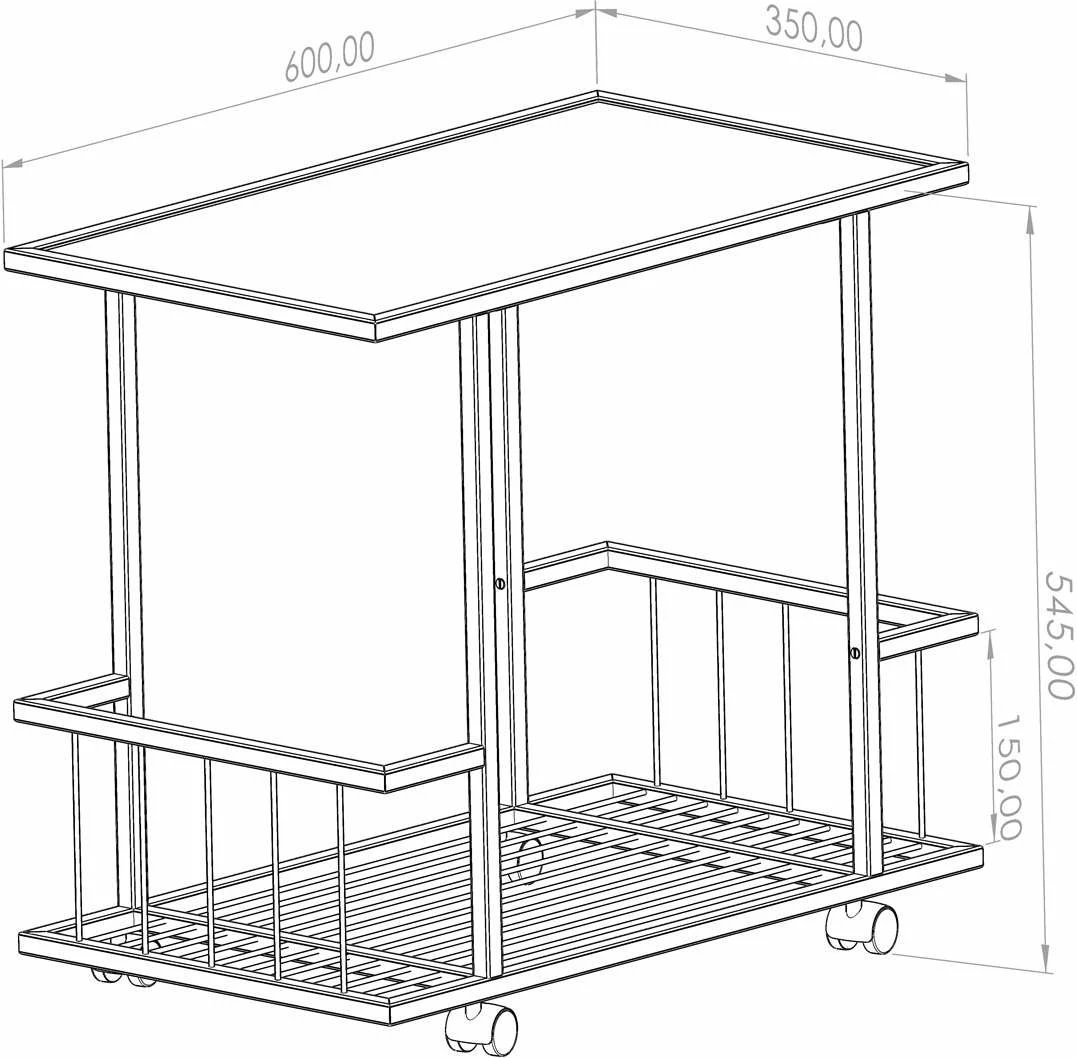 Tavolinë anësore Skye Decor, fume, e zezë