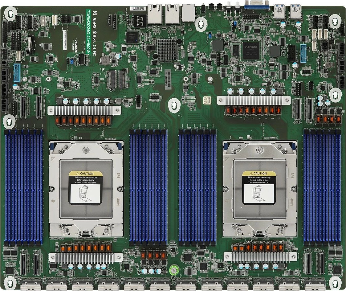 Pllakë amë ASRock TURIN2D24G-2L+, Dual Sockel SP5, 500W, për server