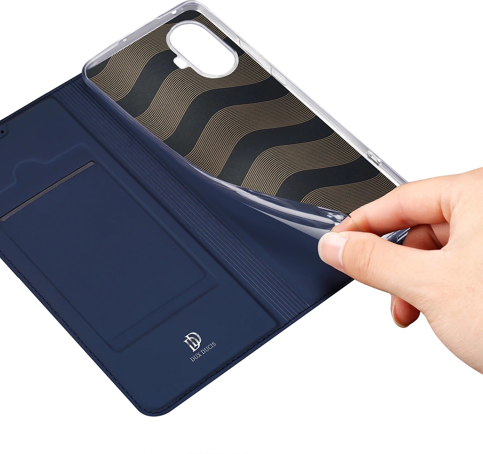 Mbështjellës Dux Ducis Skin Pro për Realme 10 Pro+, me kapak, xhep për kartela, qëndrim, kaltër Mbështjellës Dux Ducis Skin Pro për Realme 10 Pro+, me kapak, xhep për kartela, qëndrim, kaltër
