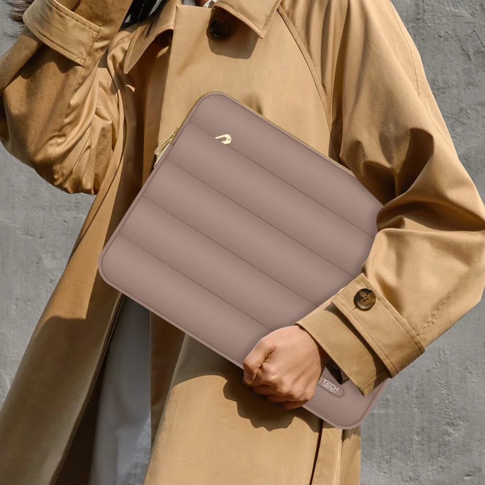 Kasë laptopi Tech-Protect Puffy 15-16", me çantë aksesorësh, Kafe