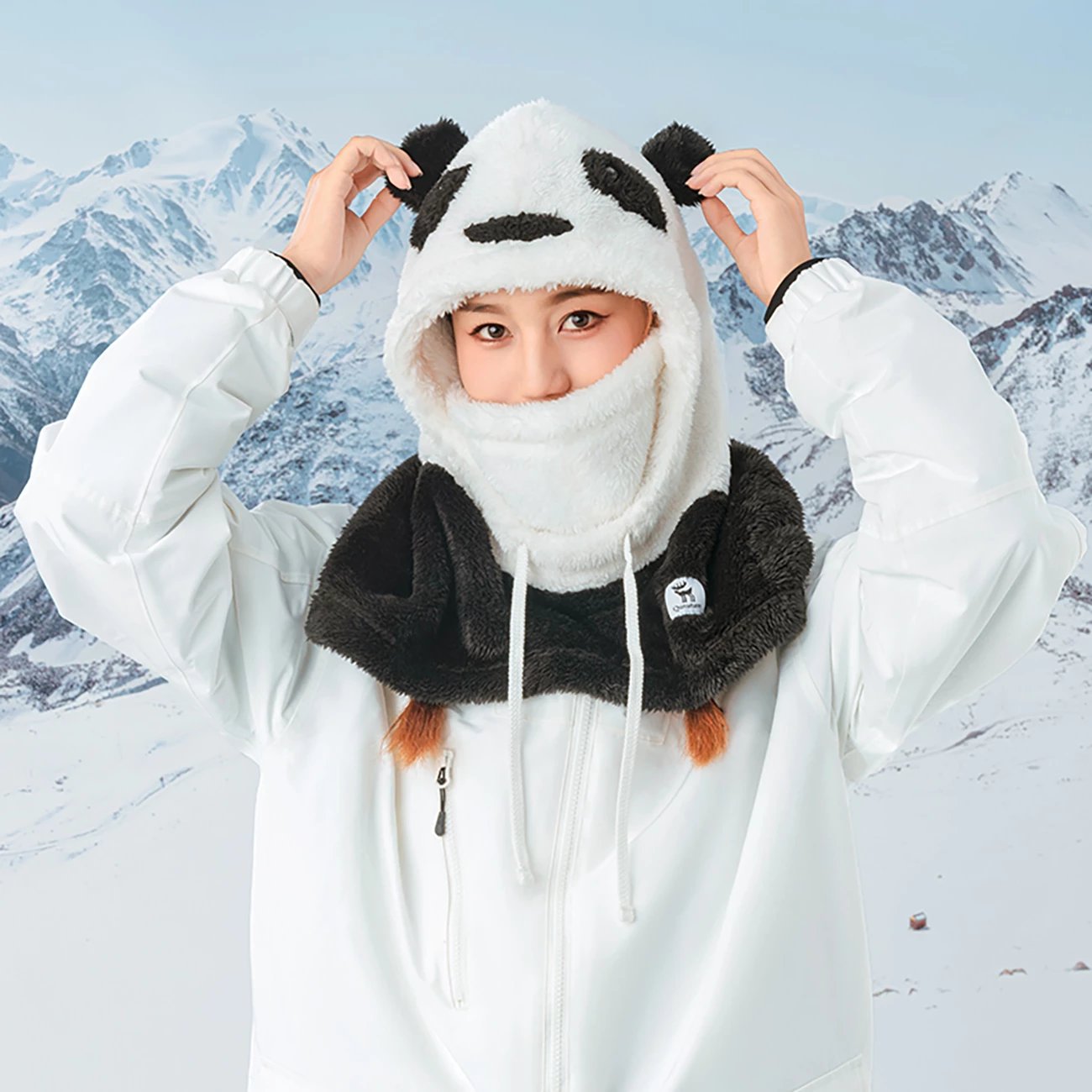 Balaklavë ski Qunature Panda, për fëmijë/të rritur, L, e zezë/e bardhë