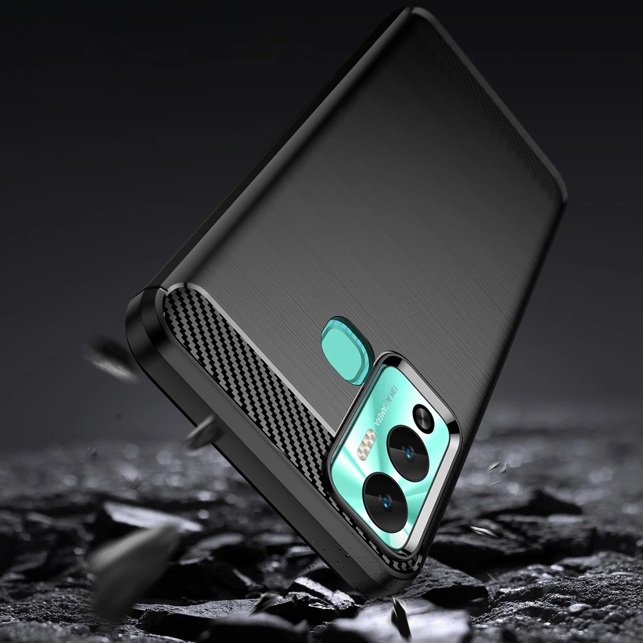Mbështjellës Hurtel Carbon Case për Infinix Hot 12 Play / Hot 12 Play NFC, TPU, i zi