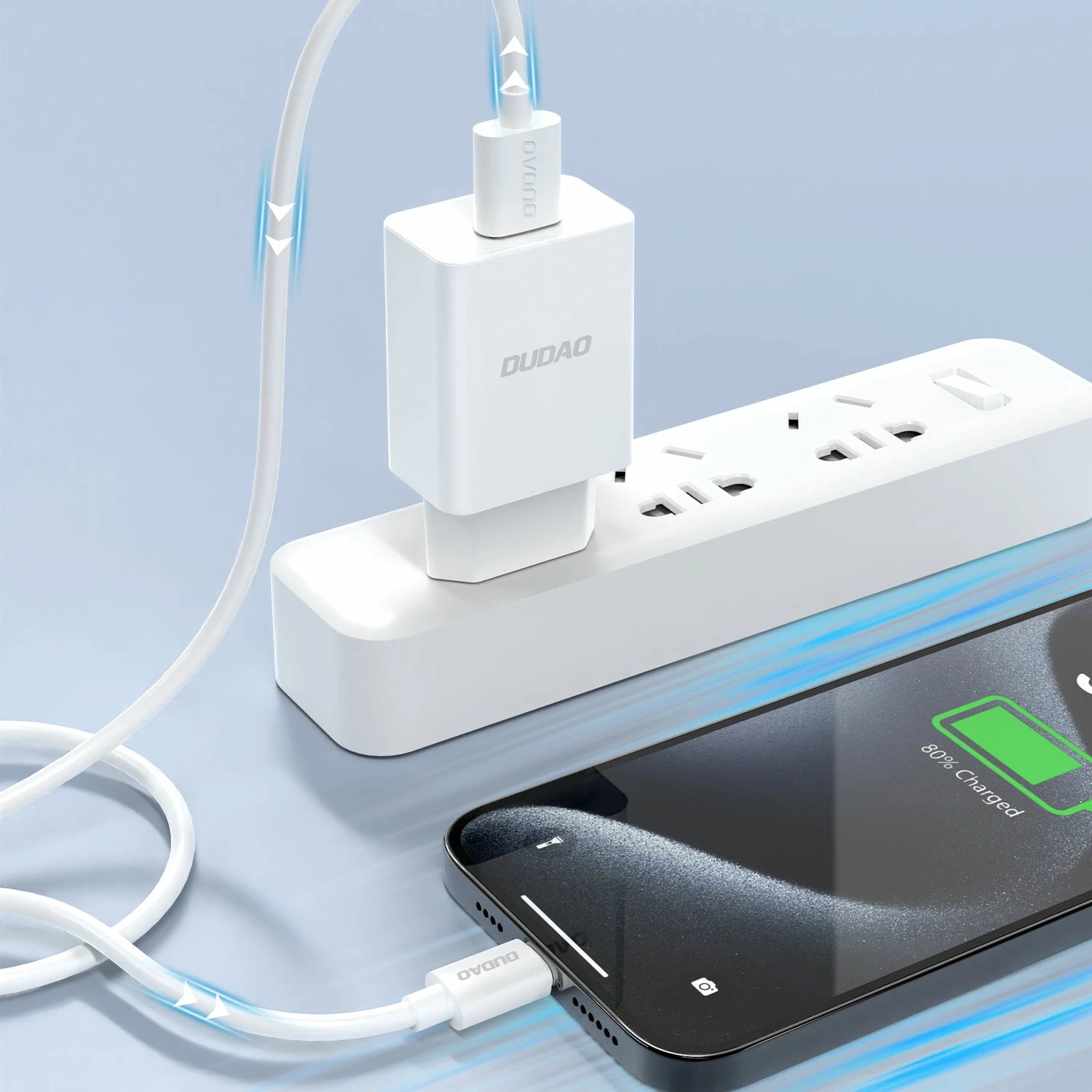 Karikues muri Dudao A4EU me USB-A 2.1A, me kabllo USB-A në micro USB, Bardhë
