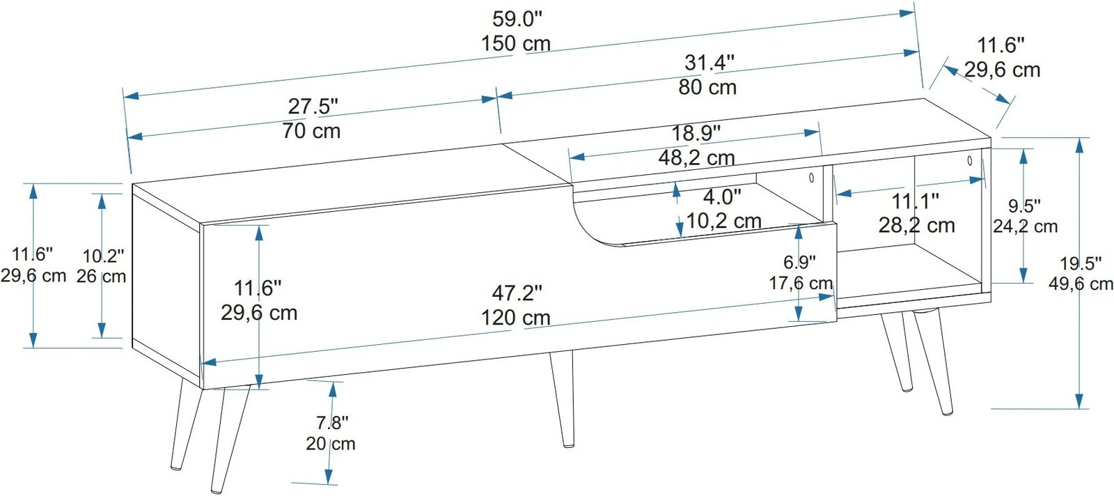 Komodë TV Skye Decor, ngjyrë pishë Atlantic, antracit