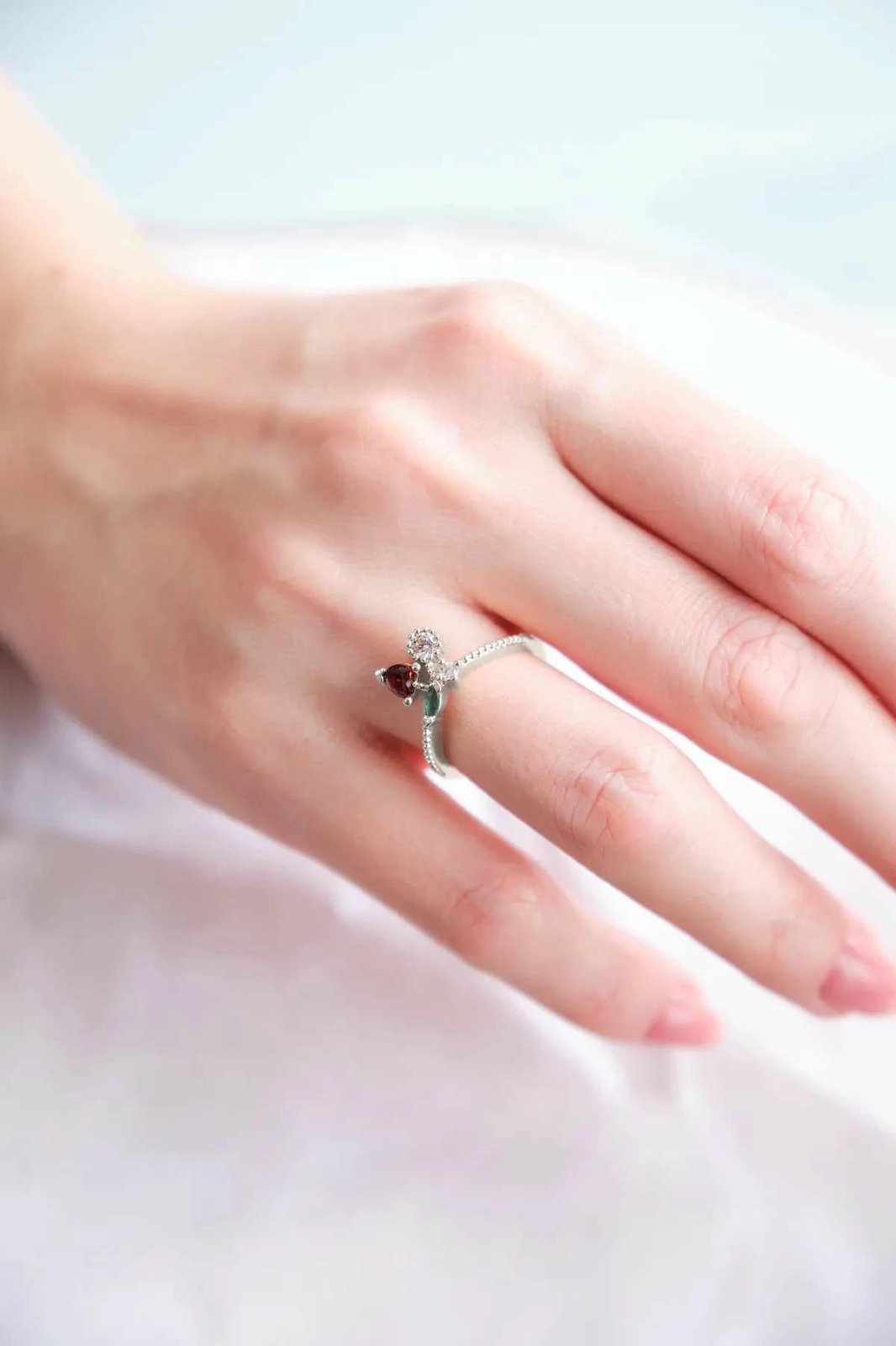 Unazë Jumeon, ngjyrë argjendi, gur zirkon, Gms-Kirz-Yzk