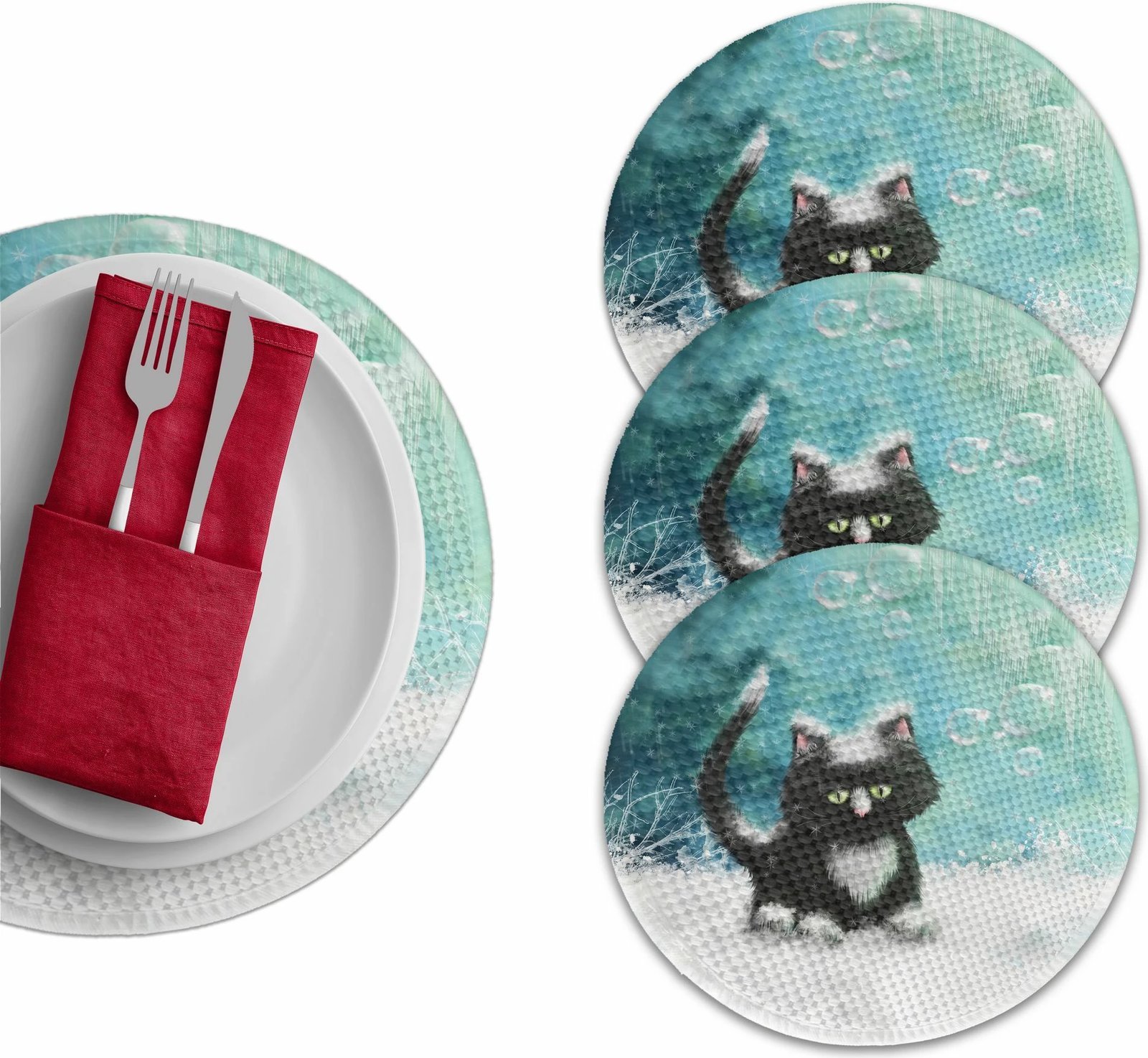 Ndamëse tavoline Hermia Concept, 3518Supla, shumëngjyrëshe, set prej 4 copash, 37cm