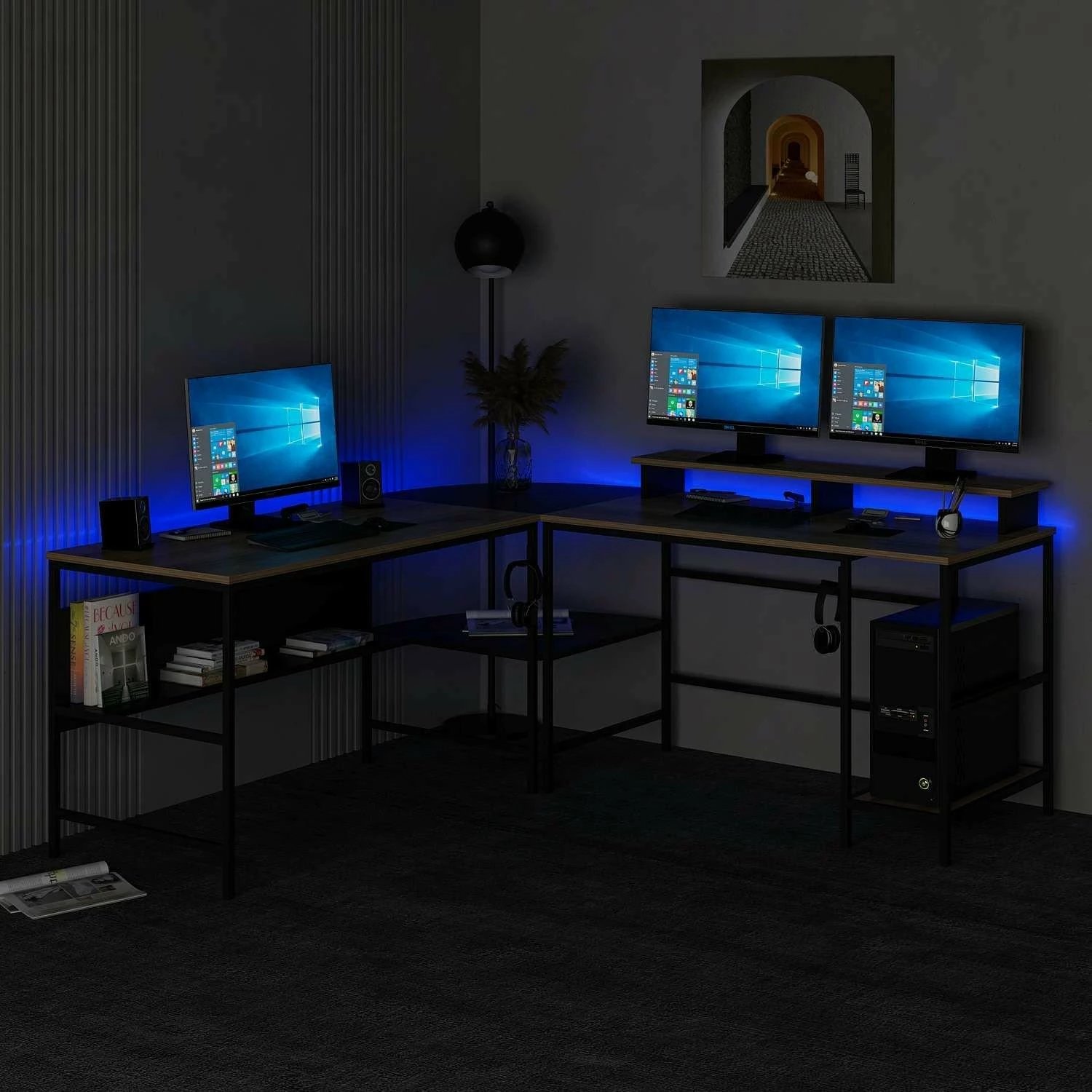 Tavolinë pune për studim, Skye Decor Greta RGB, dore, e zezë