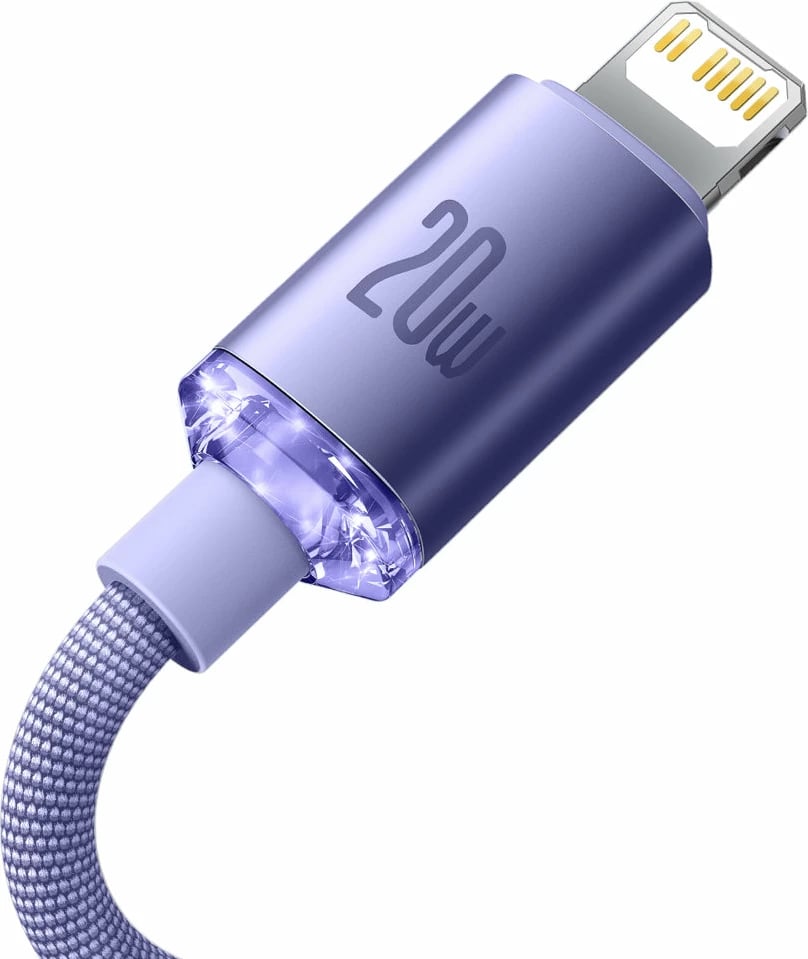 Kabllo Baseus Crystal Shine Series CAJY000305, 2m, Lightning në USB-C, 20W, Vjollcë