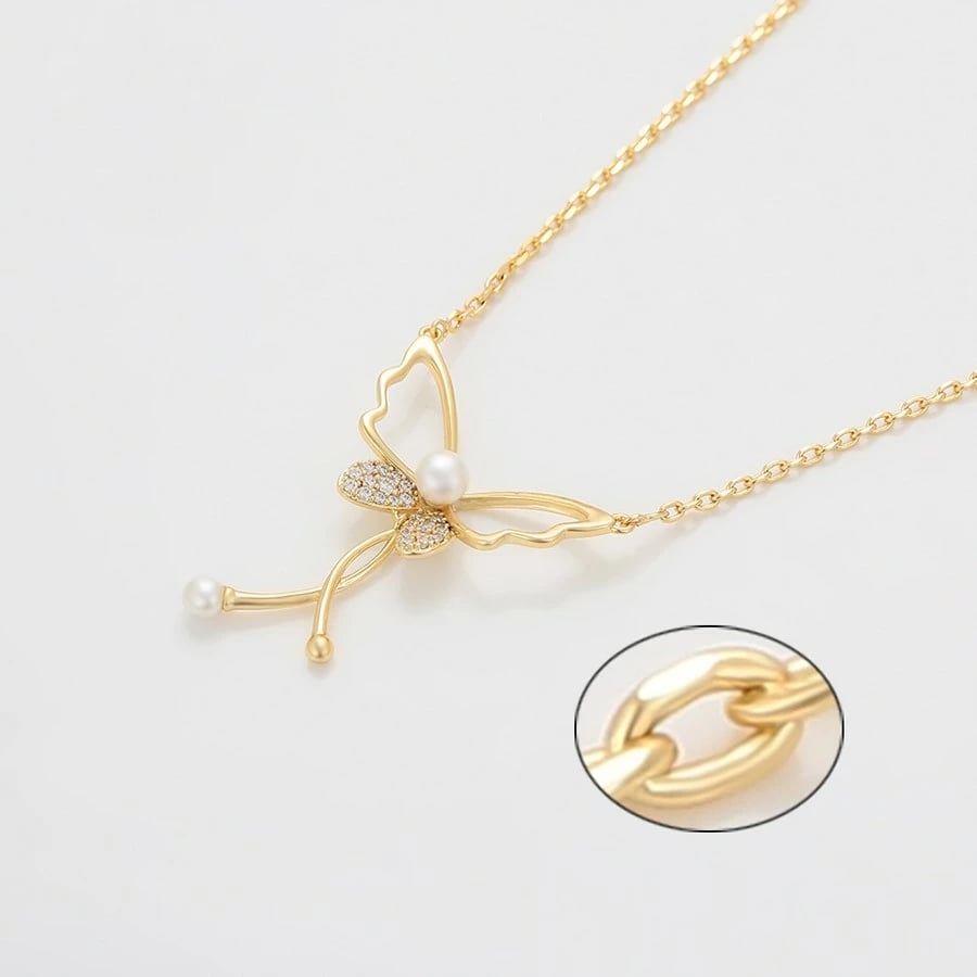 Qafore me varëse në formë fluture e praruar në ar, 14K QA17