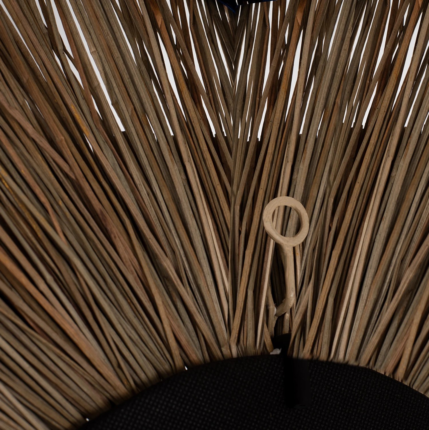 Pasqyrë muri rrethore me kornizë bari Mendong, ngjyrë natyrale dhe ari, Φ70cm, FH7800