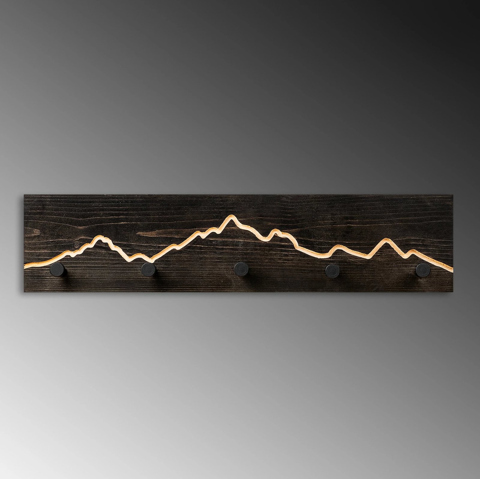 Varëse muri prej druri Wallity, Mountain 1, e zezë, 60x14x5cm