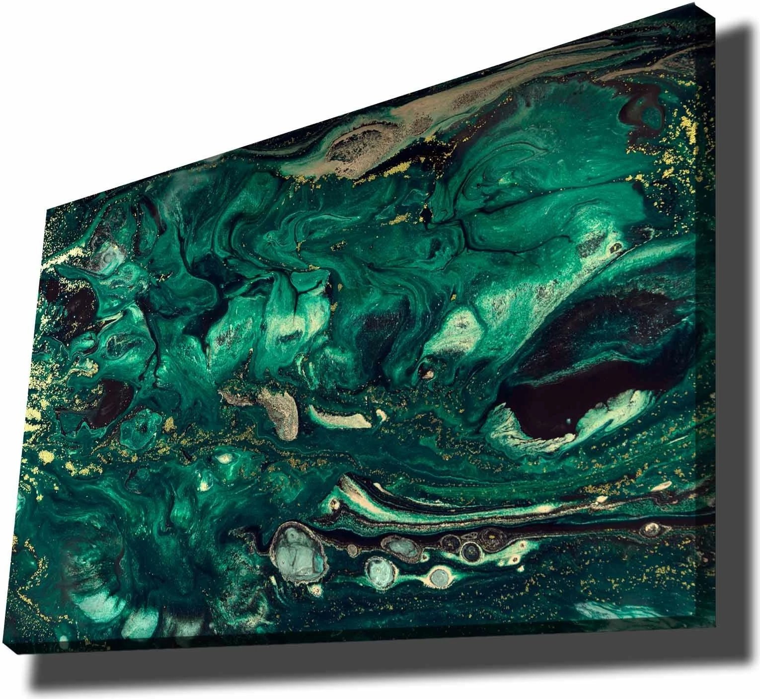 Pikturë dekorative në kanavacë, ngjyra e gjelbër, krem, ari, e zezë, 70x100cm, Wallity 70100NISC-019