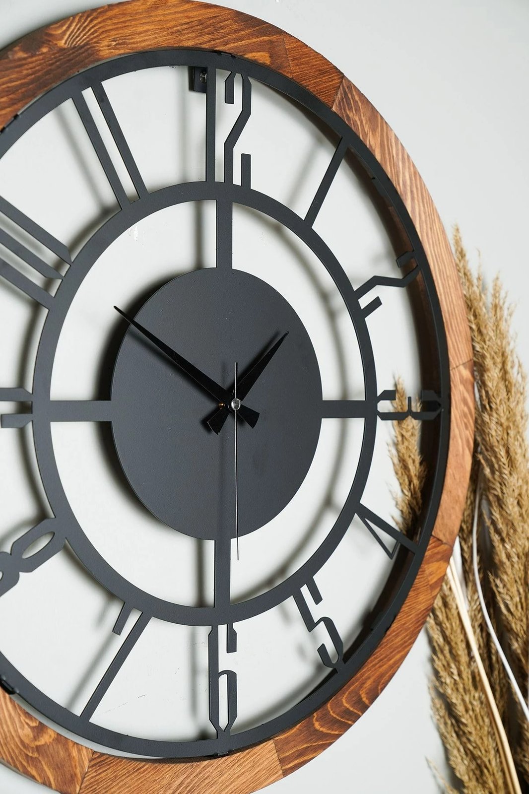 Orë muri dekorative metalike Wallity, Myk1197-10, ngjyrë arre dhe e zezë, 55x55cm