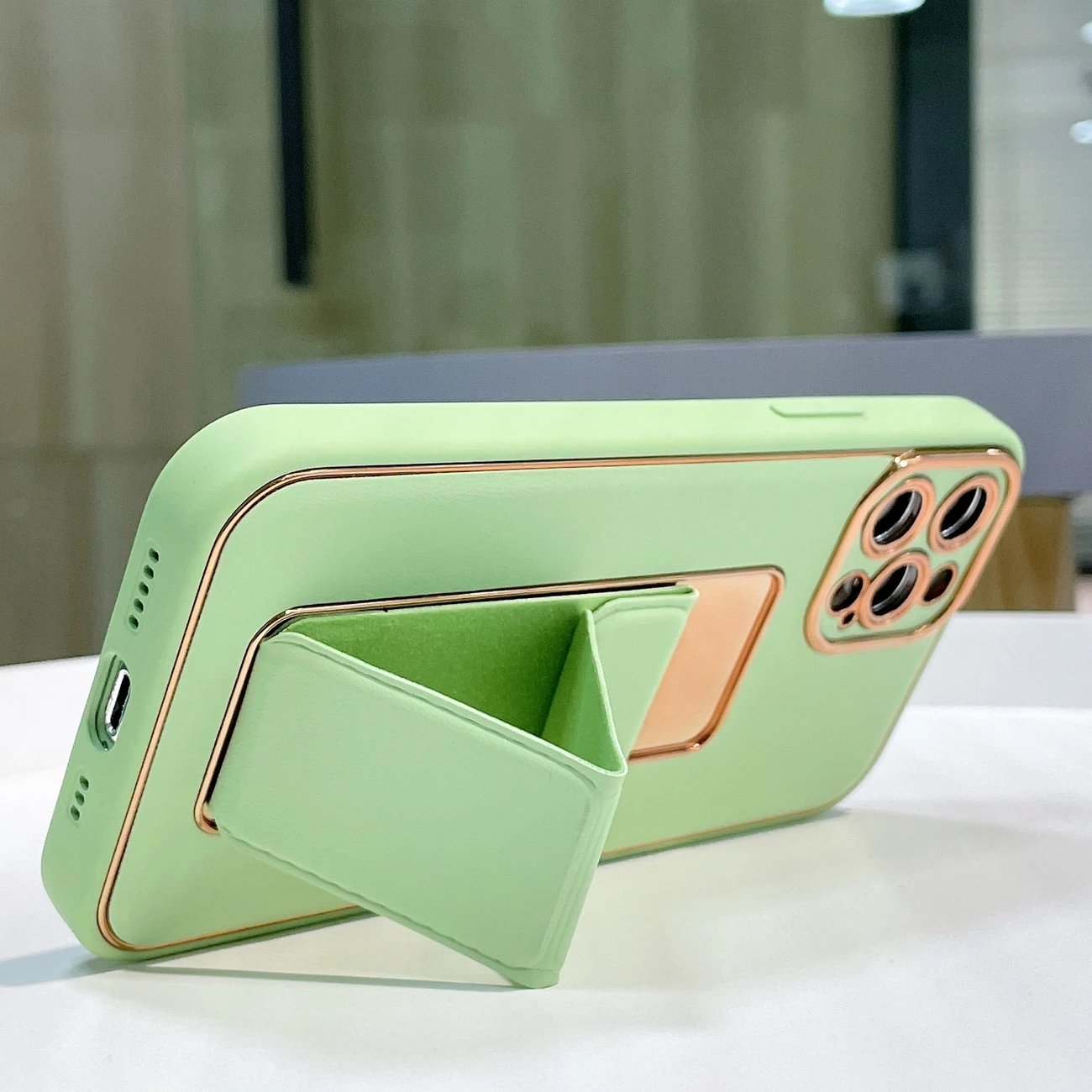 Mbështjellës Hurtel New Kickstand Case për iPhone 12 Pro, me qëndrim, rozë