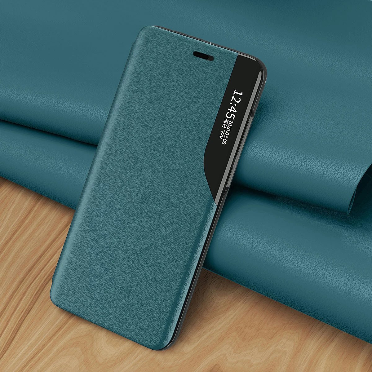 Mbështjellës Hurtel Eco Leather View Case për iPhone 13 Pro Max, me qëndrim, vjollcë