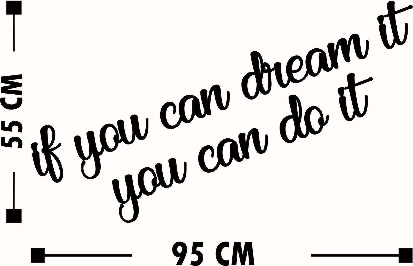 Aksesor dekorativ muri prej druri, Wallity, në ngjyrë të zezë, 'If You Can Dream It You Can Do It'