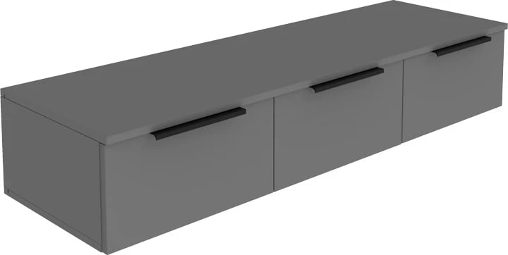 Konsolë me 3 sirtarë Doha, ngjyrë gri e errët, 120x39x22cm