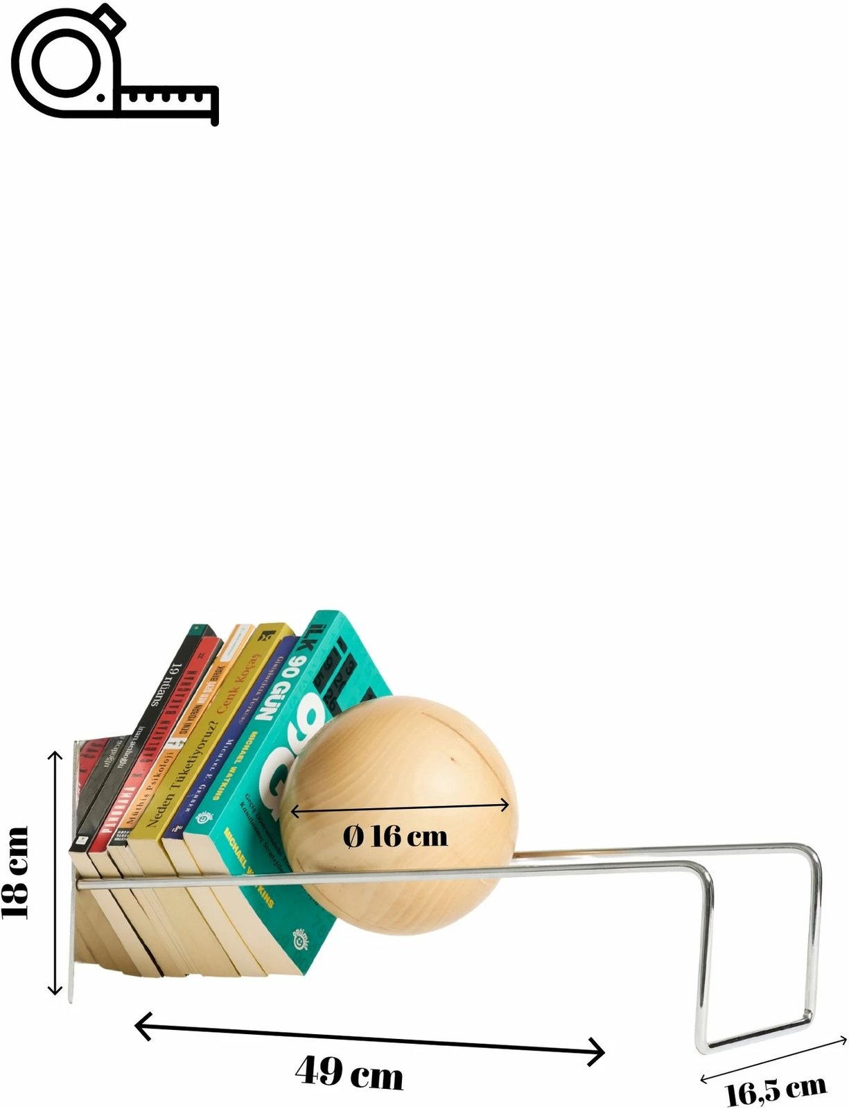 Mbajtëse librash Skye Decor, ngjyrë argjendi, top druri Mbajtëse librash Skye Decor, ngjyrë argjendi, top druri