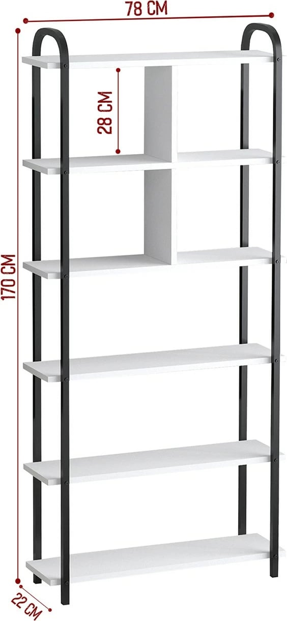 Raft librash Hanah Home, roza - e zezë, e bardhë