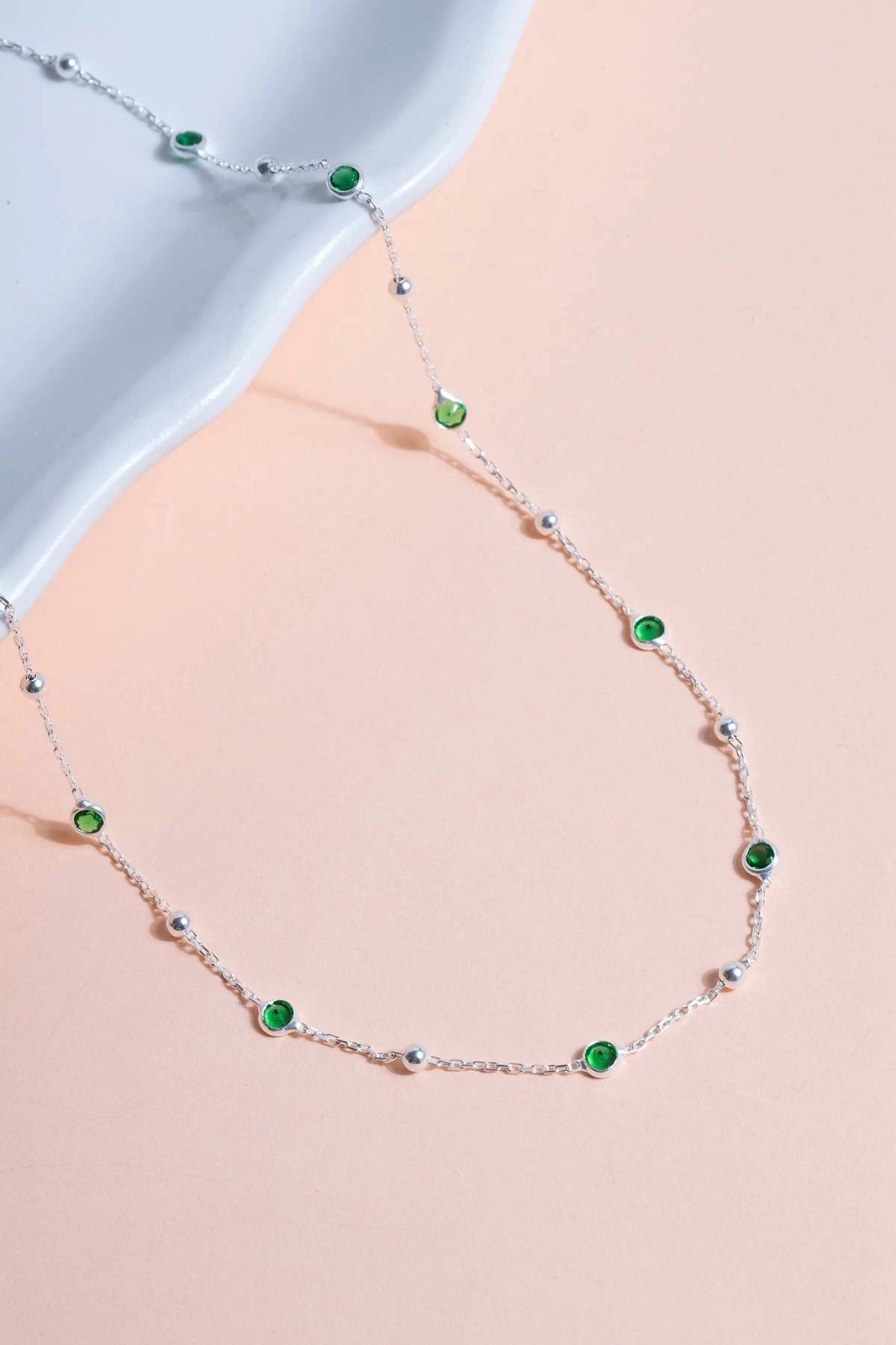 Qafore argjendi me gurë të gjelbër Jumeon, TFNY65231