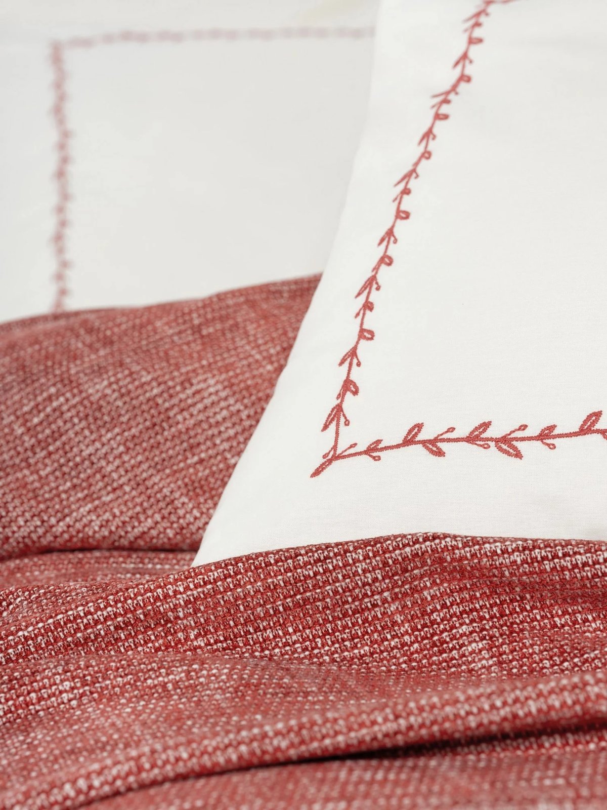 Set çarçafësh double pique, ngjyrë e kuqe Claret, Loom