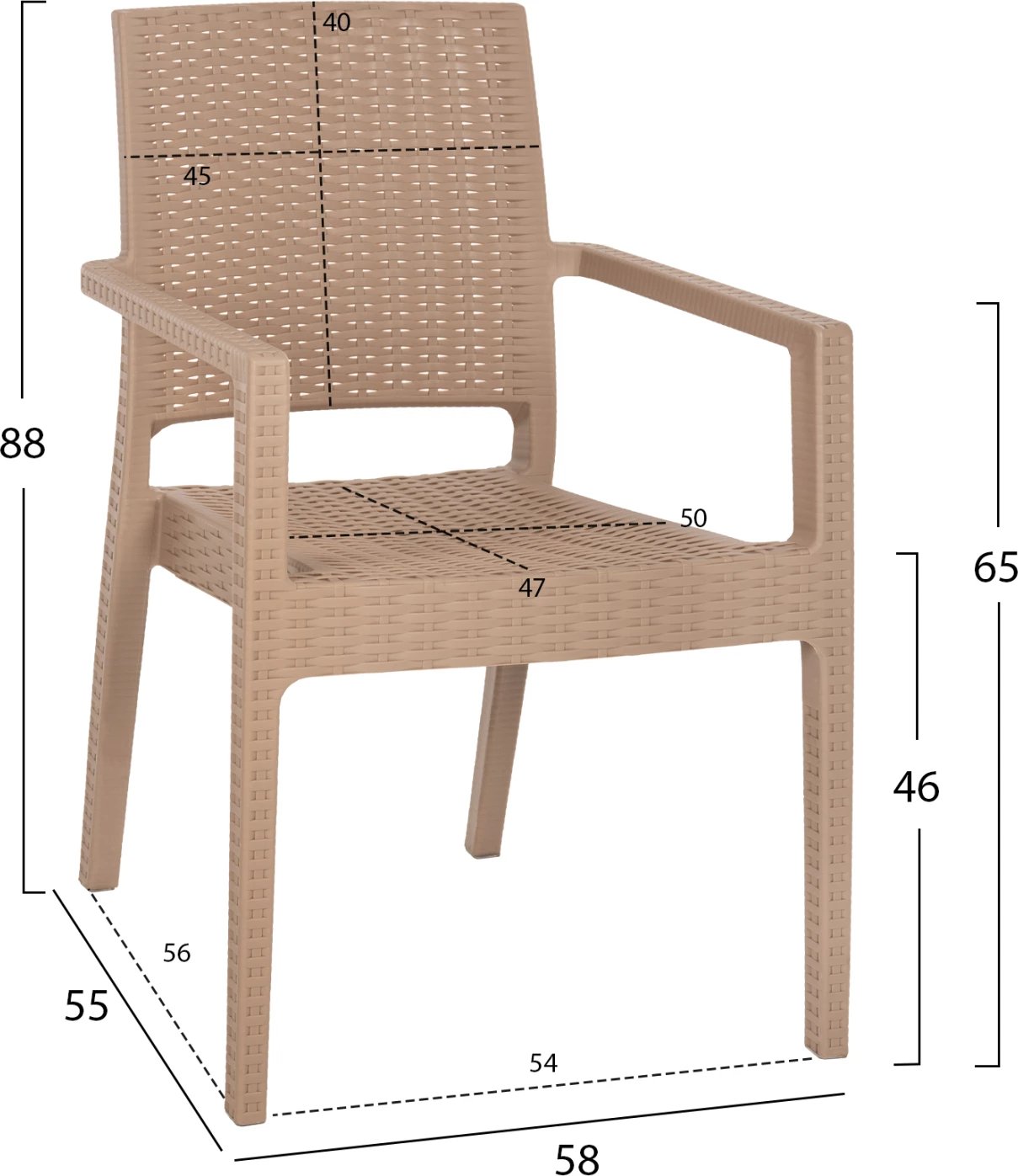 Karrige e rëndë polipropileni KAGANU FH5134.03 kapuçino 58x55x88Hcm