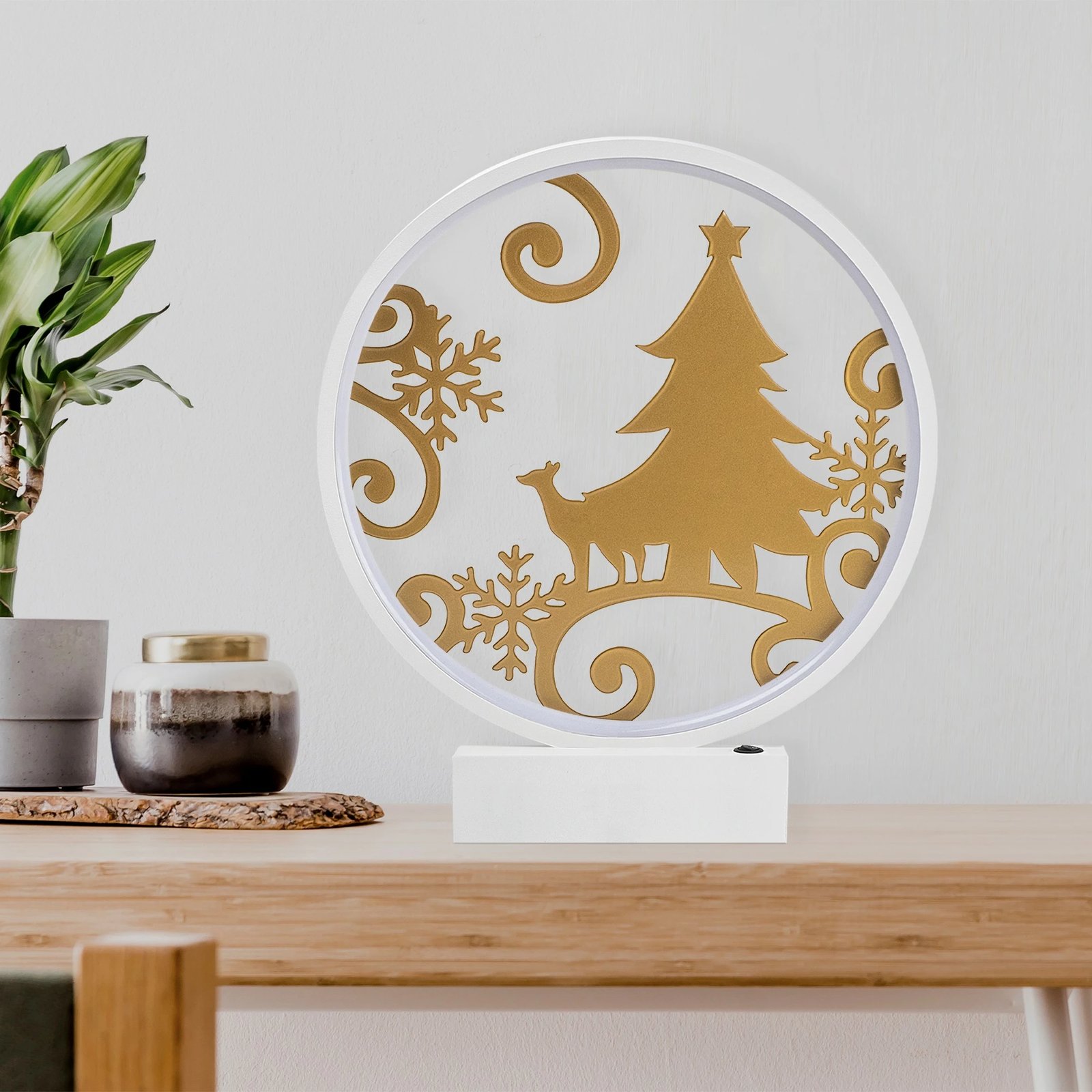 Llambë tavoline dekorative, Opviq, XMAS11, e bardhë dhe e artë