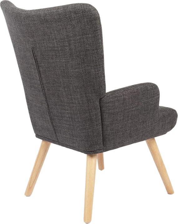 Fotelje Gerlina, material tekstili ngjyrë gri e errët, këmbë druri natyral, 71x64x94cm