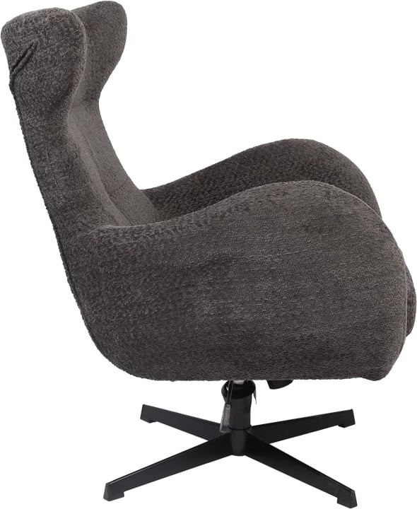 Fotel rrotullues Zefrina, material tekstili ngjyrë gri e errët, bazë metalike e zezë, 82x77x99cm