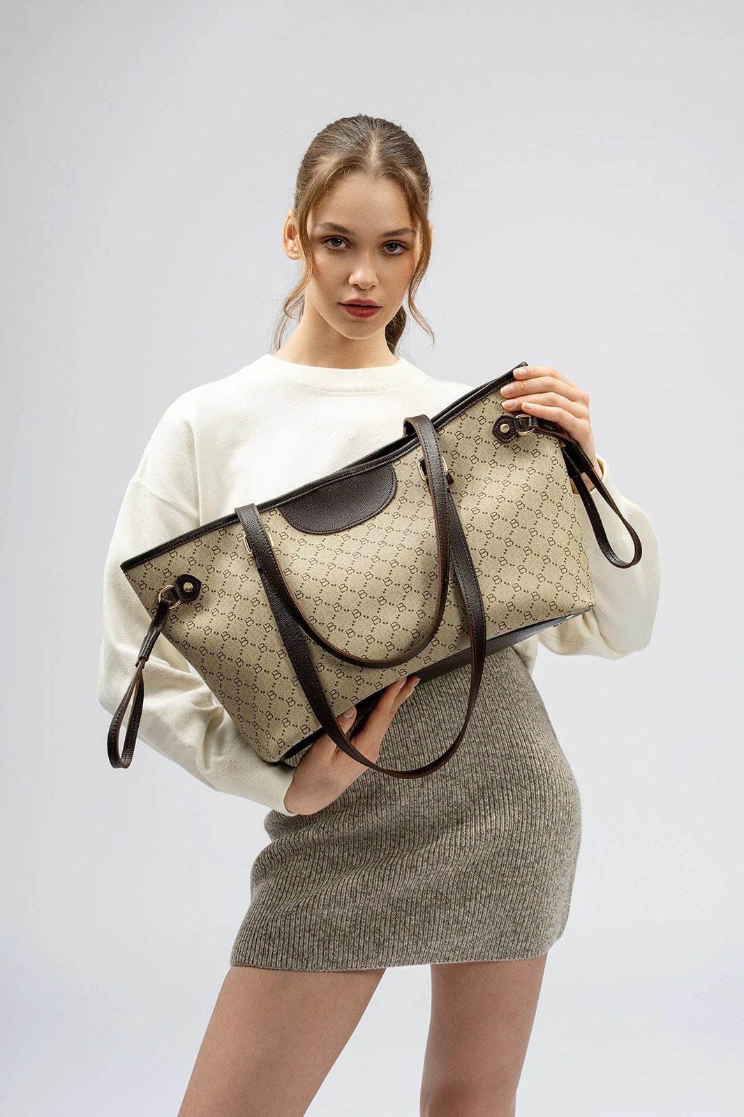 Tote bag Lucky Bees, krem, kafe, 355 v2