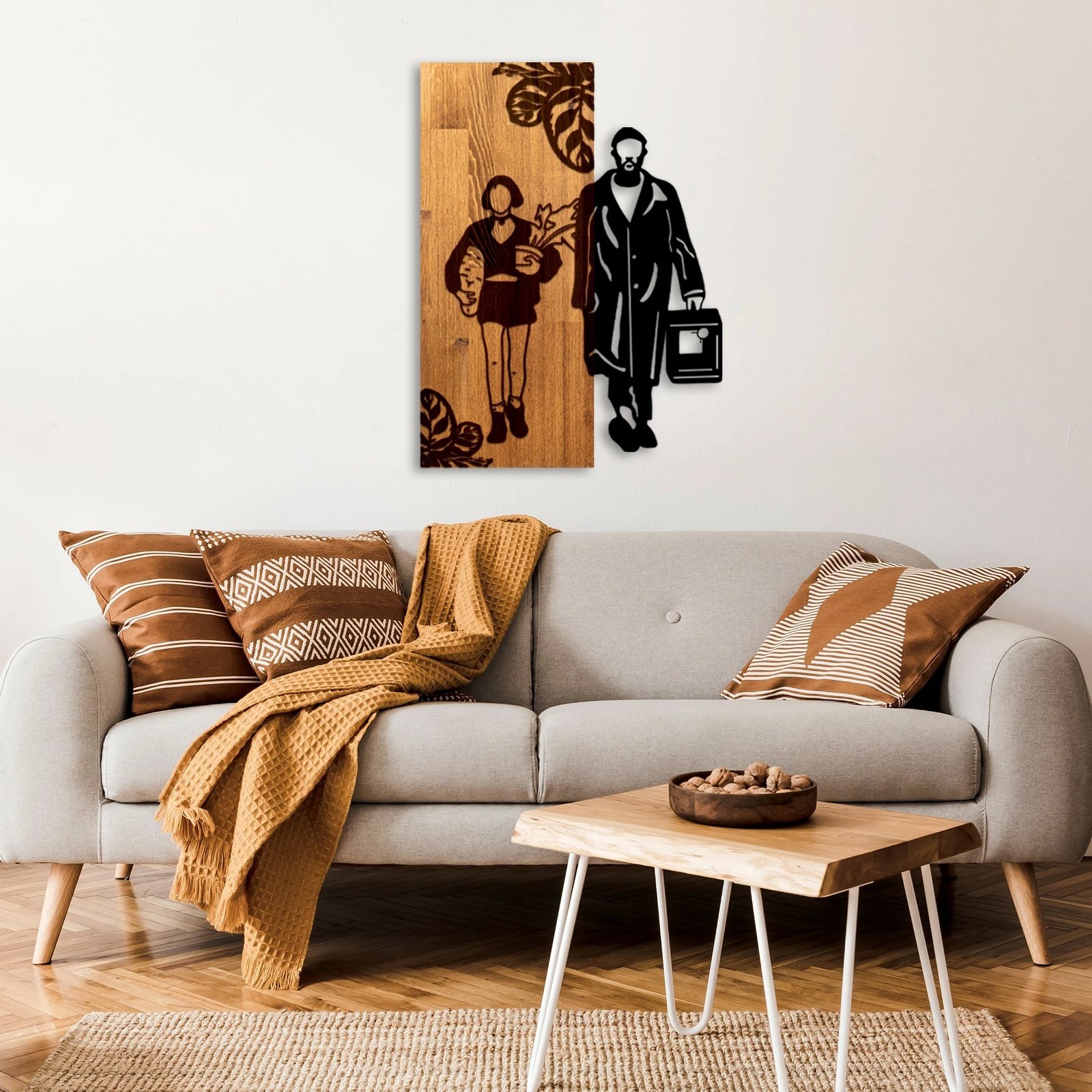 Aksesor dekorativ për mur, dru dhe metal, Leon The Professional, Wallity