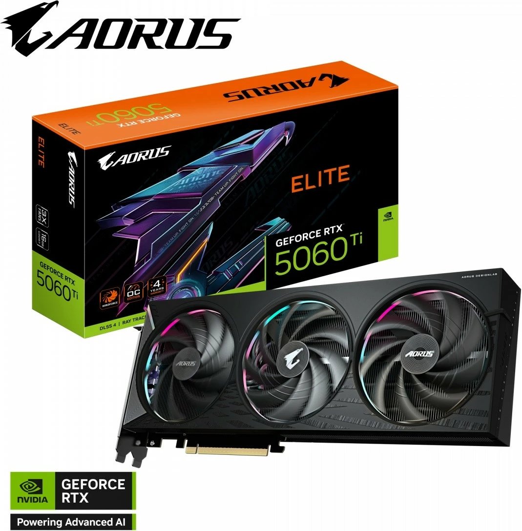 Kartelë grafike Gigabyte AORUS GeForce RTX 5060 Ti, 16 GB GDDR7, Elite, e zezë