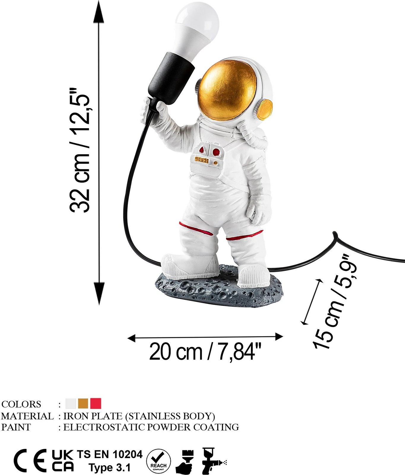 Llambë tavoline Opviq, astronaut, shumëngjyrëshe