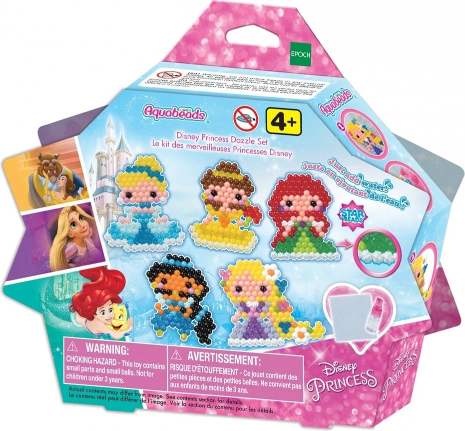 Set rruaza kreative Aquabeads EPOCH 31606, Disney Princess Dazzle, shumëngjyrëshe