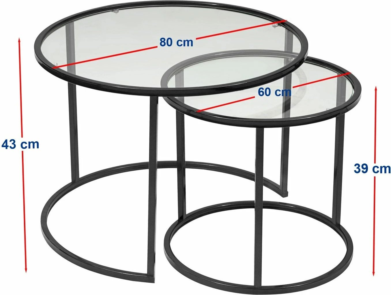 Tavolina kafeje Hanah Home, dy copë, e zezë, transparente, Belarus 80