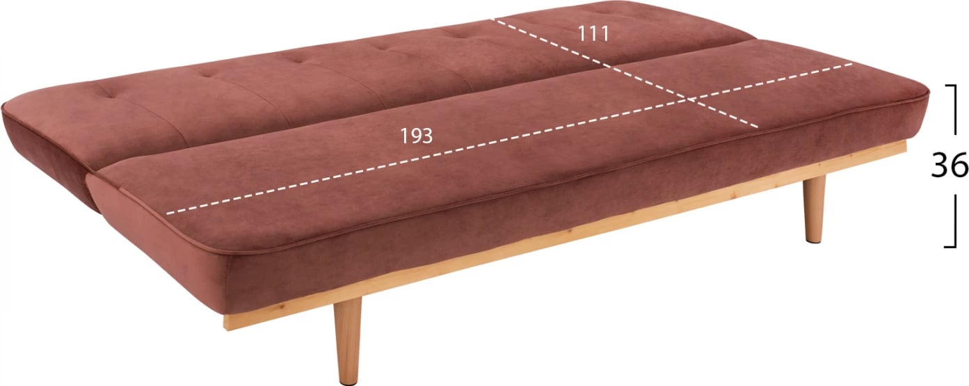 Krevati divan 3 vendësh prej kadifeje ngjyrë molle të kalbur FH3168.02 193x85x88 cm