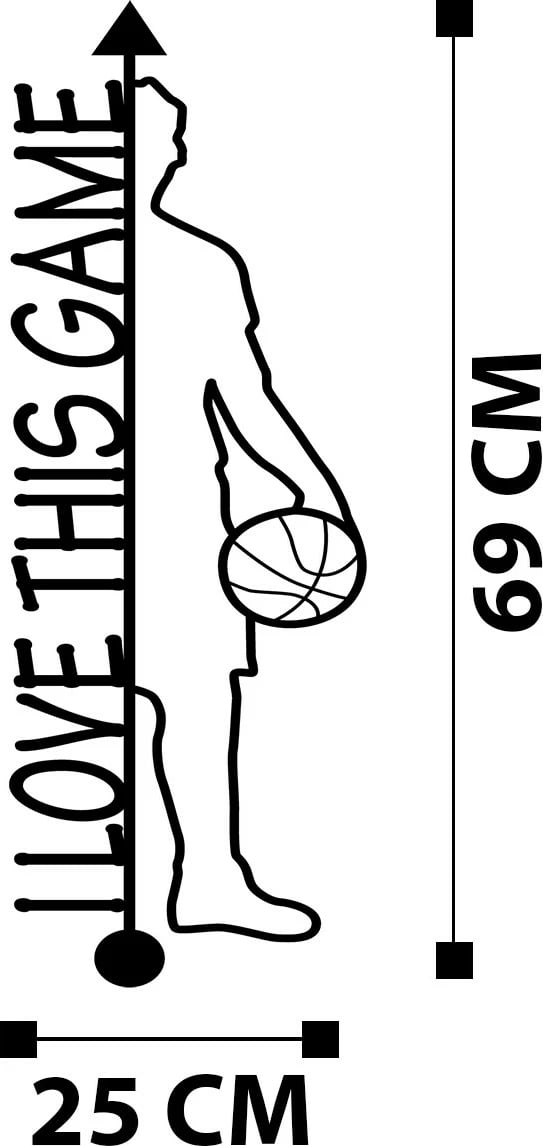 Aksesor dekorativ metalik për mur, Wallity Piccolo, i zi, 25x69cm