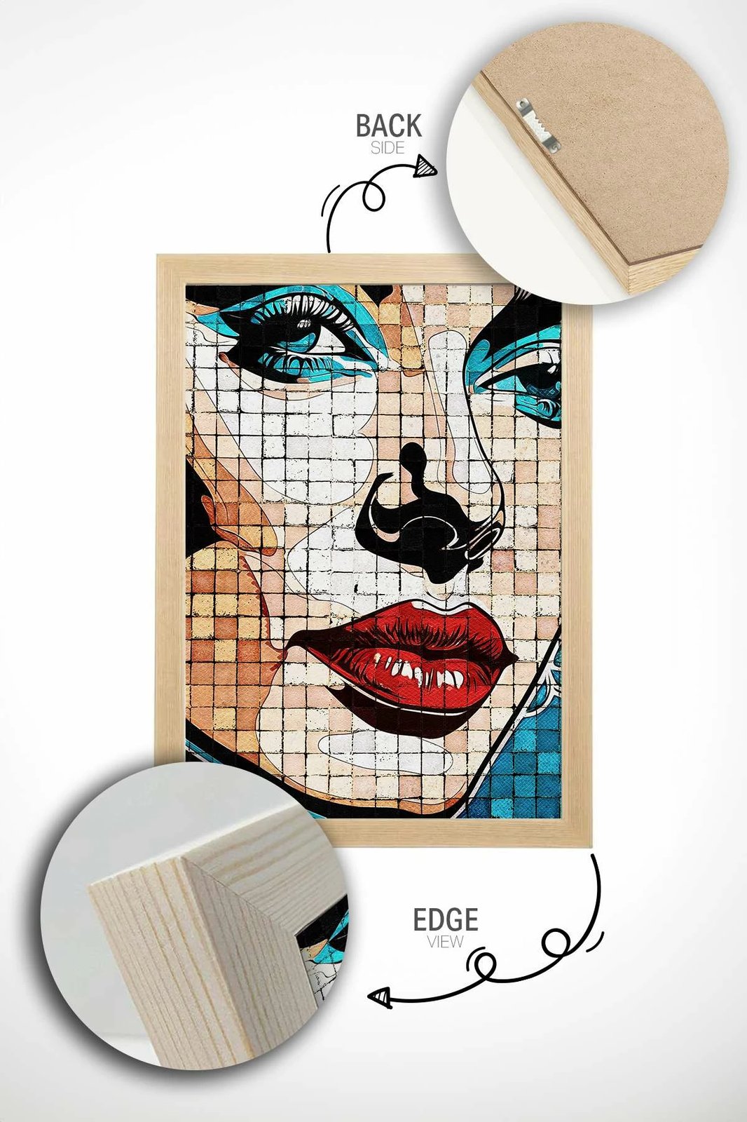 Pikturë dekorative me kornizë, shumëngjyrëshe, Popmosaic21, 33x48cm