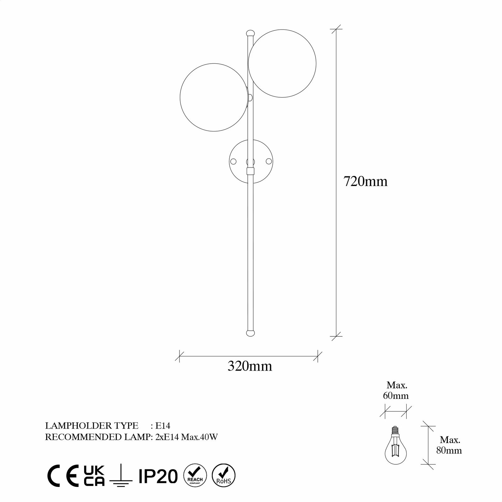 Llambë muri Opviq, Fazli - 10420, e zezë dhe krem