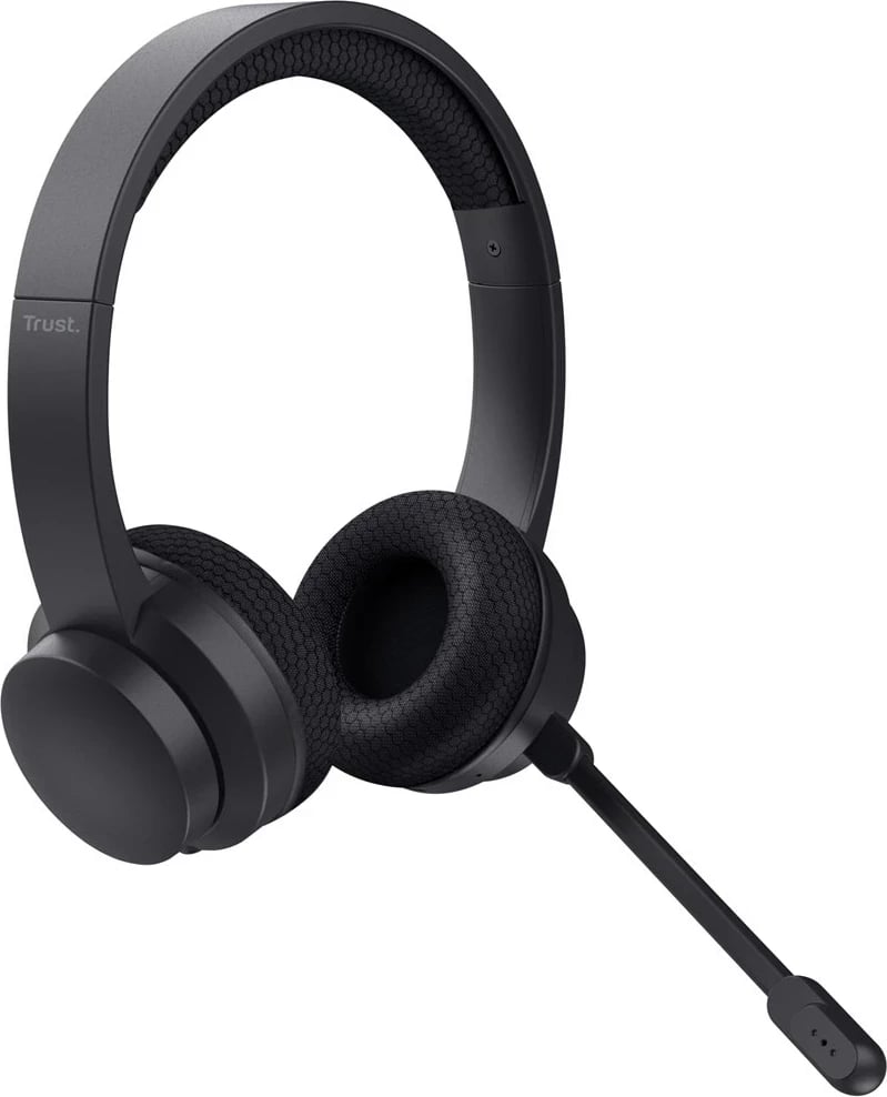 Kufje Trust Ayda, me kabllo dhe pa kabllo, Bluetooth, USB Type-C, të zeza