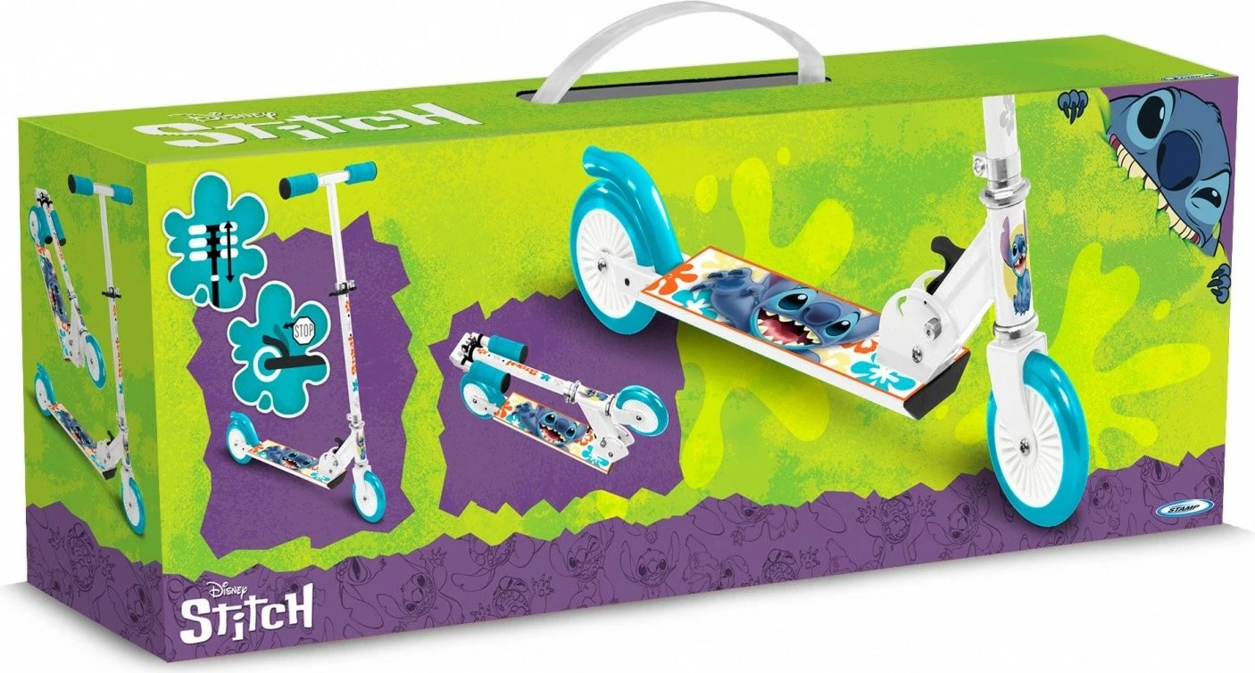 Trotinet për fëmijë Pulio Stamp Scooter 2-wheel Stitch, Lilo & Stitch, alumini, turquoise/bardhë