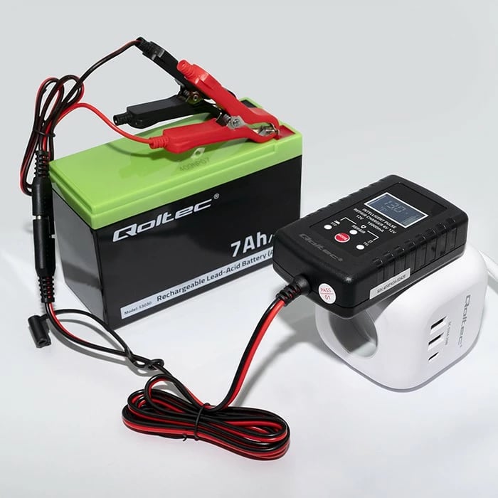 Karikues automatik baterie Qoltec 52426, 6V/12V, 2A, funksion riparimi, ekran LED, zi