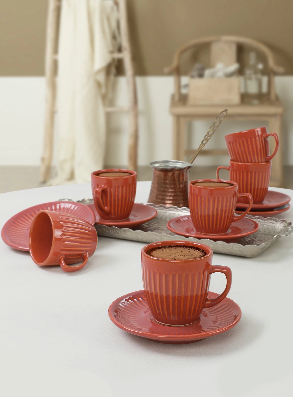 Set filxhanash kafeje (12 copë), Hermia Concept, portokalli, TK125012FQ16A000000MACD100