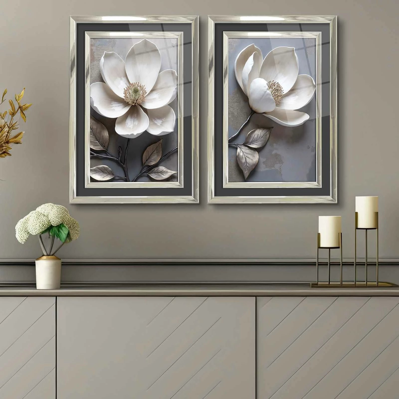 Pikturë dekorative me kornizë (2 copë), Wallity, 2P4363Kromgumusct - 001