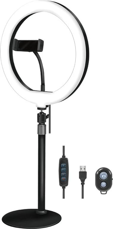 Dritë unazore LED LogiLink AA0152, mbajtës për celular, 700 lm, 17.8 cm, USB