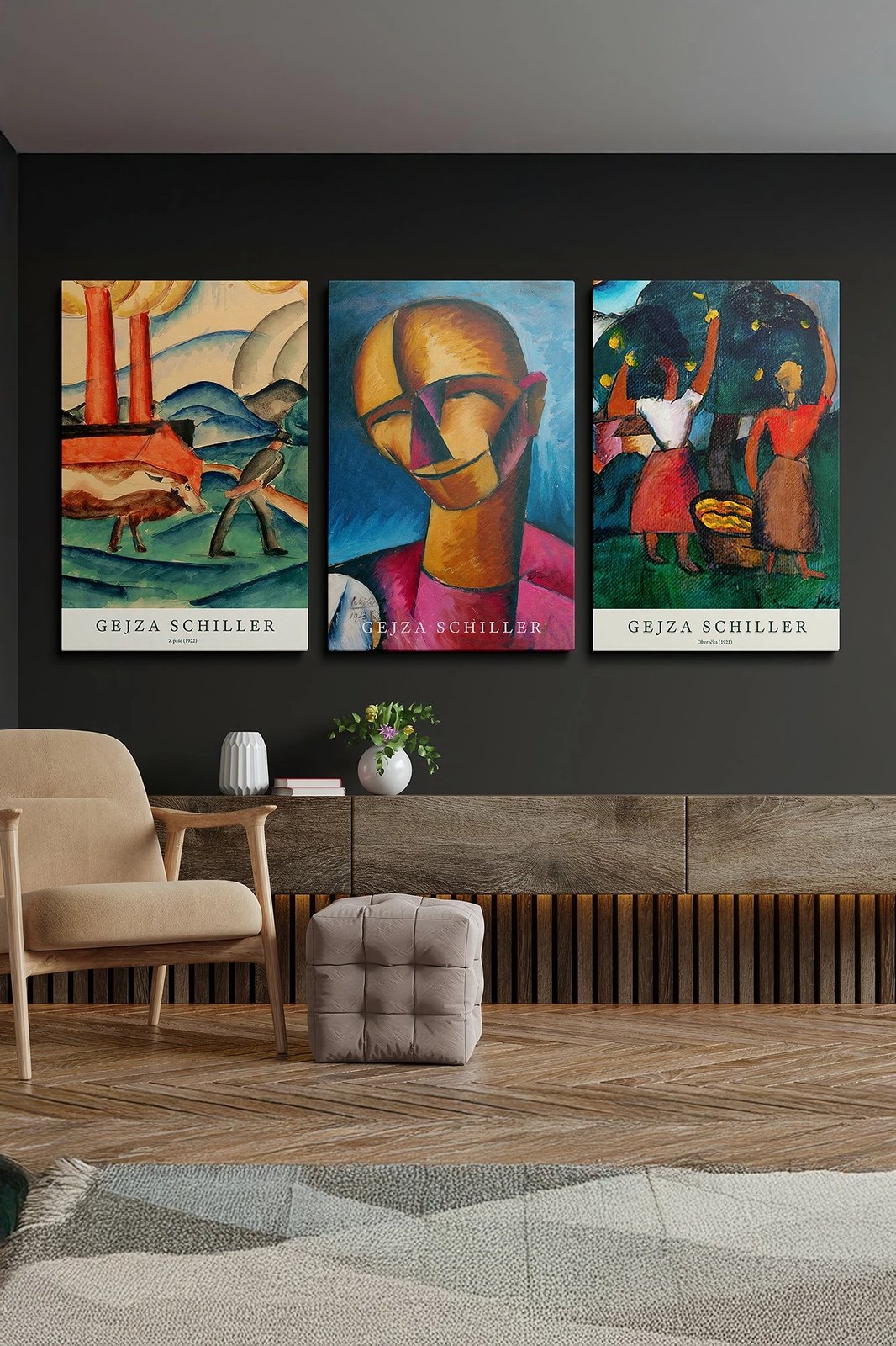 Pikturë dekorative në kanavacë (3 copë), Wallity, Ersycnvs10, 50x70cm